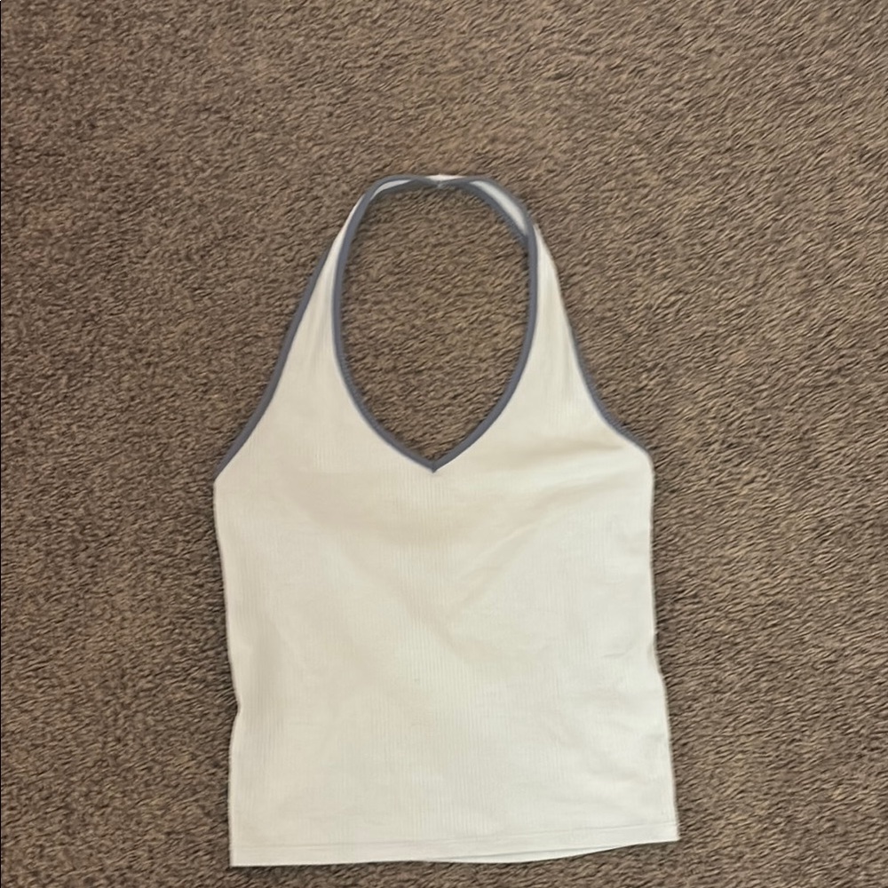 American Eagle Outfitters Blue Fitted Crop Tank Top